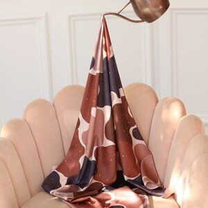 NWT Brown Abstract Pattern Satin Scarf